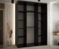 Šatníková skriňa s posuvnými dverami a zrkadlom DAVOS 5, 160cm | Čierna / DUB Artisan / čierne