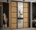 Šatníková skriňa s posuvnými dverami a zrkadlom DAVOS 5, 170cm | DUB Artisan / čierne pojazdy