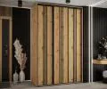 Šatníková skriňa s posuvnými dverami DAVOS 6, 160cm | DUB Artisan / čierne pojazdy