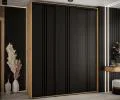 Šatníková skriňa s posuvnými dverami DAVOS 6, 190cm | DUB Artisan / čierna / čierne pojazdy