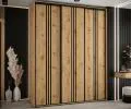 Šatníková skriňa s posuvnými dverami DAVOS 6, 190cm | DUB Artisan / čierne pojazdy