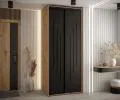 Šatníková skriňa s posuvnými dverami DAVOS 8, 100cm | DUB Artisan / čierna / čierne pojazdy
