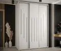 Šatníková skriňa s posuvnými dverami DAVOS 8, 180cm | Biela / strieborné pojazdy