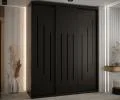 Šatníková skriňa s posuvnými dverami DAVOS 8, 190cm | Čierna / čierne pojazdy