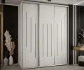 Šatníková skriňa s posuvnými dverami DAVOS 8, 200cm | Biela / strieborné pojazdy