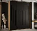 Šatníková skriňa s posuvnými dverami DAVOS 8, 200cm | DUB Artisan / čierna / čierne pojazdy