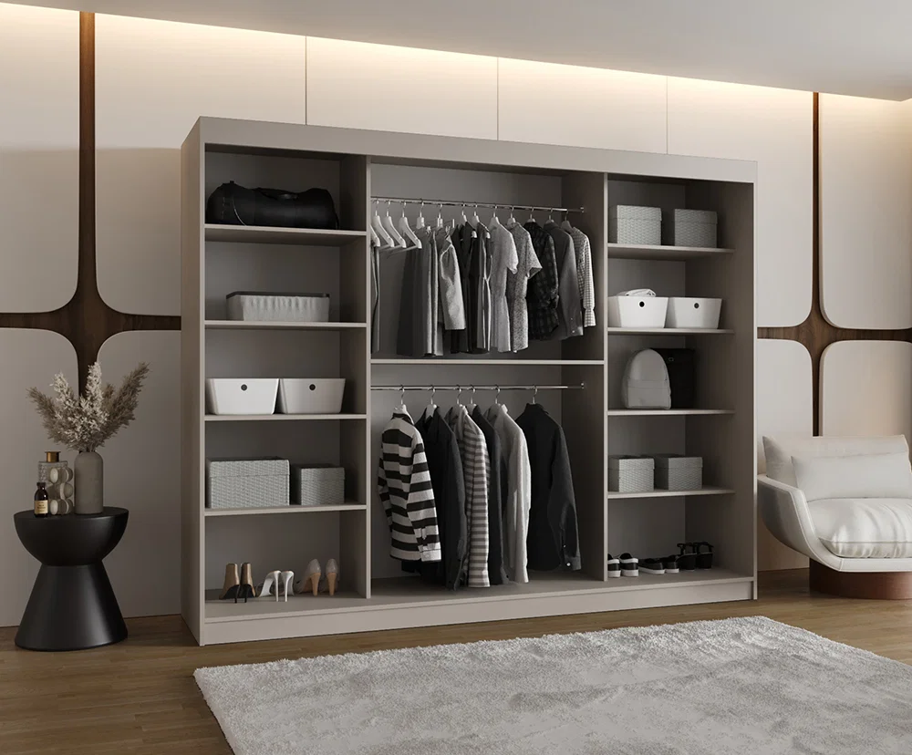 Šatníková skriňa s posuvnými dverami BAHRAJN 3 250cm kašmírová