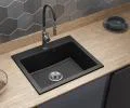 Granitový drez ELITE čierny + sifón chróm 60 x 50 x 21cm