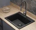 Granitový drez ELITE čierny + čierny sifón 60 x 50 x 21cm