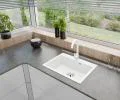 Granitový drez ELITE biely + sifón chróm 70 x 50 x 21 cm