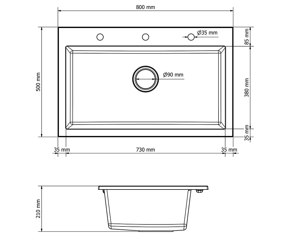 Granitový drez ELITE béžový + sifón chróm 80 x 50 x 21 cm