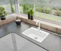 Granitový drez ELITE biely + sifón chróm 80 x 50 x 21 cm