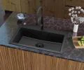 Granitový drez ELITE čierny + sifón čierny 80 x 50 x 21 cm