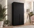 Šatníková skriňa PIANO 1, 100x52x202 cm | Čierna matná / čierne úchyty
