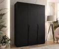 Šatníková skriňa PIANO 1, 150x52x202 cm | Čierna matná / čierne úchyty