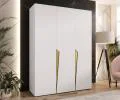 Šatníková skriňa PIANO 1, 150x52x202 cm | Biela mat / zlaté úchyty