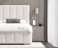 Čalúnená posteľ AUSTIN 140x200cm Biela Paris s úložným priestorom kovový rošt