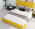 Čalúnená posteľ AUSTIN 120x200cm Žltá Paris s úložným priestorom kovový rošt