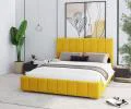 Čalúnená posteľ AUSTIN 180x200cm Žltá Paris s úložným priestorom kovový rošt