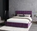 Čalúnená posteľ AUSTIN 140x200cm Tmavo fialová Paris s úložným priestorom kovový rošt