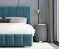 Čalúnená posteľ AUSTIN 160x200cm Modrá Paris s úložným priestorom kovový rošt