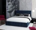 Čalúnená posteľ AUSTIN 140x200cm Tmavo modrá Paris s úložným priestorom kovový rošt