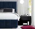 Čalúnená posteľ AUSTIN 140x200cm Tmavo modrá Paris s úložným priestorom kovový rošt