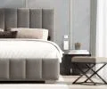 Čalúnená posteľ AUSTIN 140x200cm Tmavo sivá Paris s úložným priestorom kovový rošt