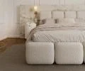 Čalúnená posteľ DELICATO 140x200 cm Krémová Boucle s úložným priestorom kovový rošt