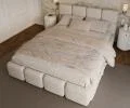 Čalúnená posteľ DELICATO 160x200 cm Krémová Boucle s úložným priestorom kovový rošt