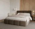 Čalúnená posteľ DELICATO 140x200 cm Hnedá Boucle s úložným priestorom kovový rošt