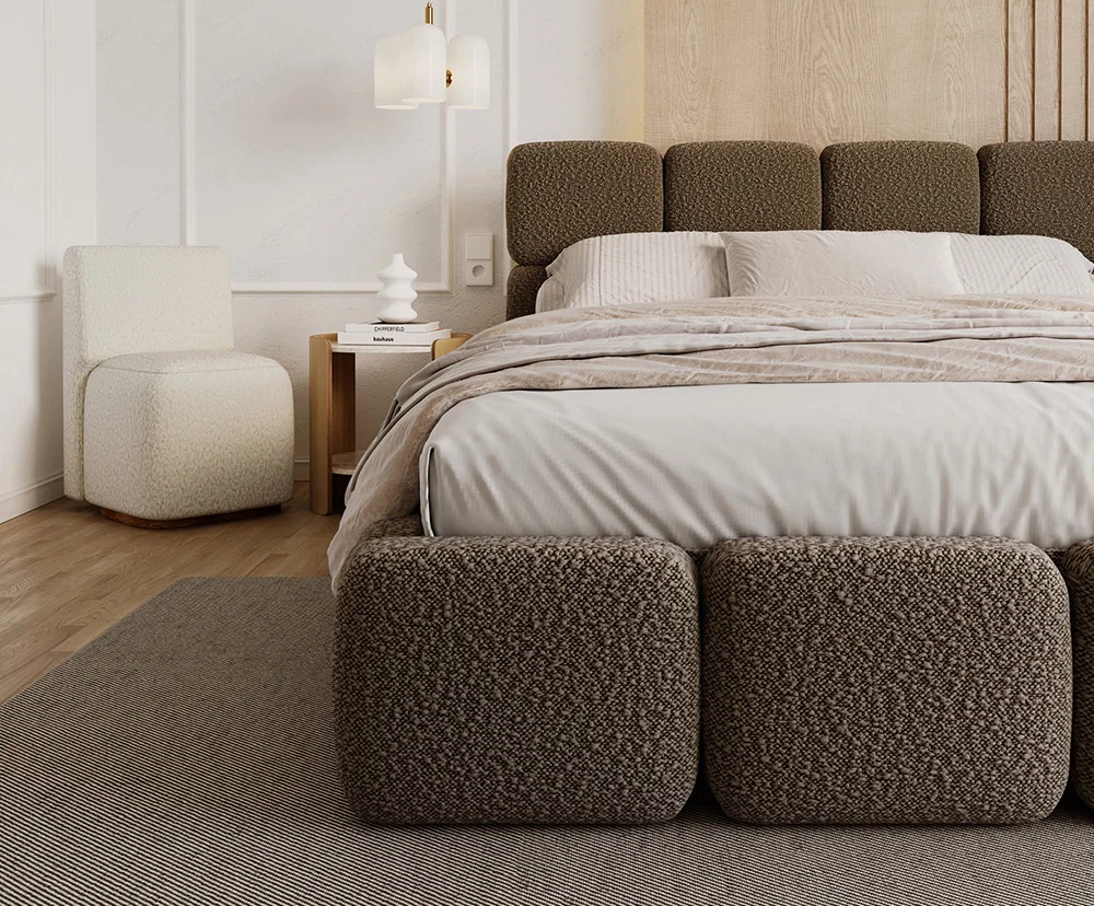 Čalúnená posteľ DELICATO 180x200 cm Hnedá Boucle s úložným priestorom kovový rošt
