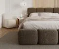 Čalúnená posteľ DELICATO 180x200 cm Hnedá Boucle s úložným priestorom kovový rošt
