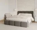 Čalúnená posteľ DELICATO 140x200 cm Grafit Boucle s úložným priestorom kovový rošt
