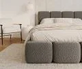 Čalúnená posteľ DELICATO 140x200 cm Grafit Boucle s úložným priestorom kovový rošt
