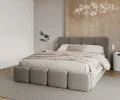 Čalúnená posteľ DELICATO 140x200 cm Sivá Boucle s úložným priestorom kovový rošt