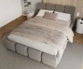 Čalúnená posteľ DELICATO 140x200 cm Sivá Boucle s úložným priestorom kovový rošt