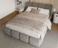 Čalúnená posteľ DELICATO 160x200 cm Sivá Boucle s úložným priestorom kovový rošt