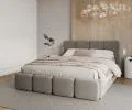 Čalúnená posteľ DELICATO 180x200 cm Sivá Boucle s úložným priestorom kovový rošt