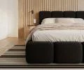 Čalúnená posteľ DELICATO 140x200 cm Čierna Boucle s úložným priestorom kovový rošt