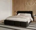Čalúnená posteľ DELICATO 160x200 cm Čierna Boucle s úložným priestorom kovový rošt