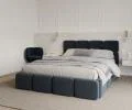 Čalúnená posteľ DELICATO 140x200 cm Modrá Boucle s úložným priestorom kovový rošt