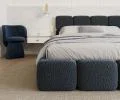Čalúnená posteľ DELICATO 140x200 cm Modrá Boucle s úložným priestorom kovový rošt