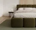 Čalúnená posteľ DELICATO 140x200 cm Zelená Boucle s úložným priestorom kovový rošt