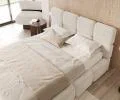 Čalúnená posteľ DELICATO 140x200 cm Biela Cleo s úložným priestorom kovový rošt