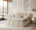 Čalúnená posteľ DELICATO 140x200 cm Krémová Cleo s úložným priestorom kovový rošt