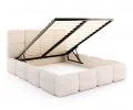 Čalúnená posteľ DELICATO 140x200 cm Krémová Cleo s úložným priestorom kovový rošt