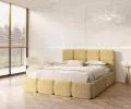 Čalúnená posteľ DELICATO 140x200 cm Žltá Cleo s úložným priestorom kovový rošt