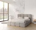 Čalúnená posteľ DELICATO 140x200 cm Sivá Cleo s úložným priestorom kovový rošt