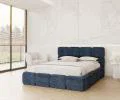Čalúnená posteľ DELICATO 140x200 cm Modrá Cleo s úložným priestorom kovový rošt